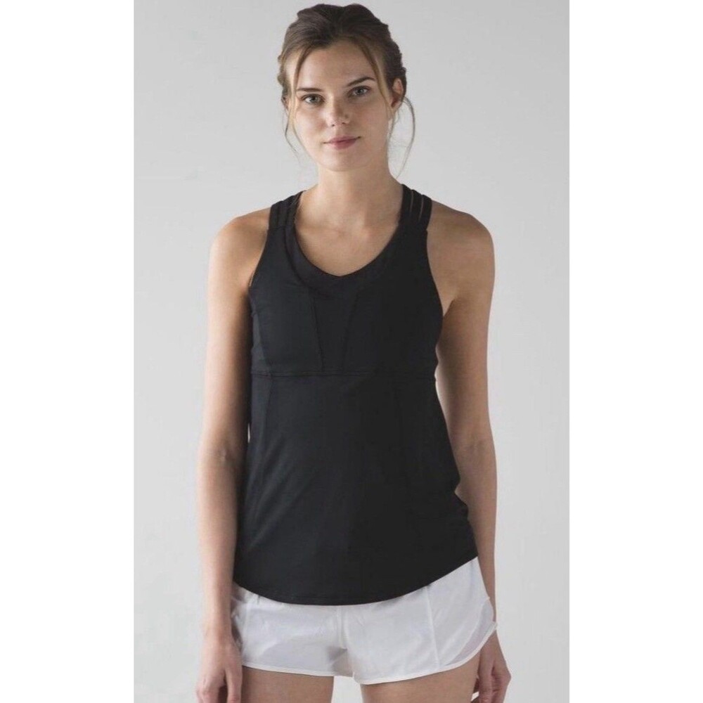 Lululemon Beat The Heat Black Built In Bra Work Out Tank Top Size 8 Shirt